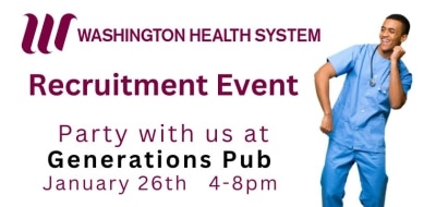 Recruitment event visual. Nurse dancing. date is January 26th